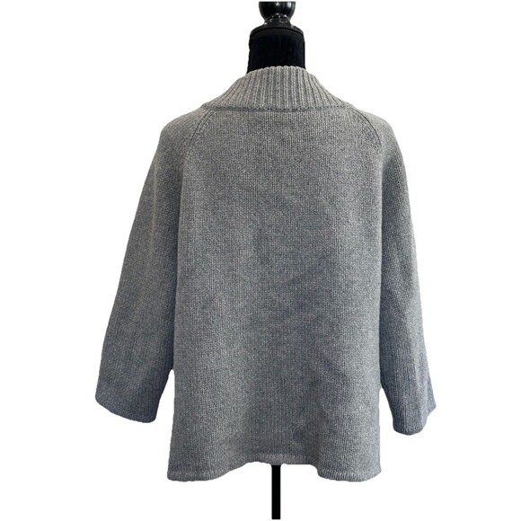 Talbots Wool Cashmere Cardigan Sweater Button Front Gray Size L Preppy - Picture 2 of 15